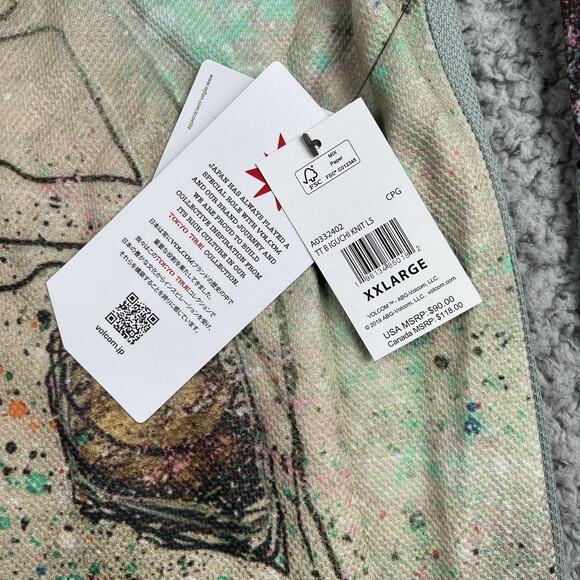 Volcom x Bryan Iguchi Shirt Mens XXL Gray Tokyo True To This Art Pullover Skater - Picture 5 of 10